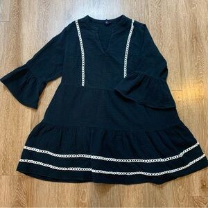 Women’s Black Dress with White Criss Cross Accents Fairy Grunge Whimsigore Large